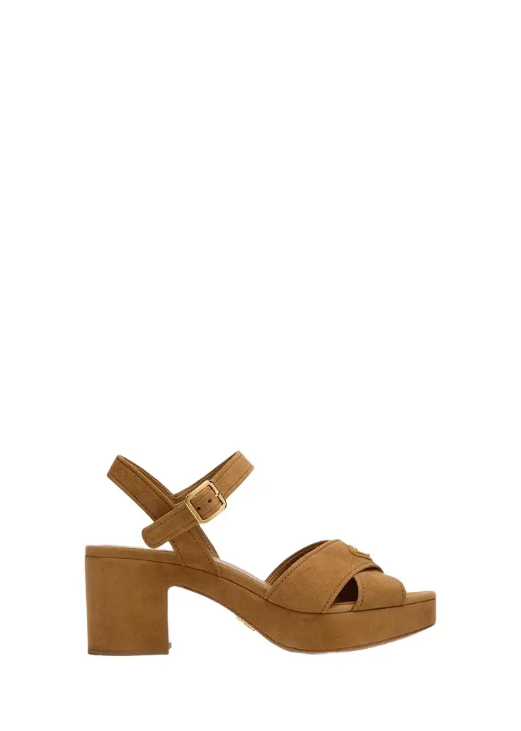 Prada Triangle Suede Platform Sandals | Image 1 Prada Triangle Suede Platform Sandals | Image 1