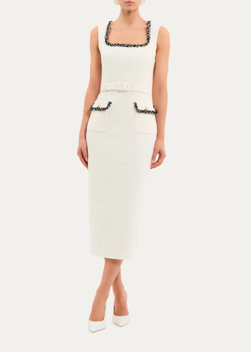 Rebecca Vallance Jacquie Bonded Tweed Midi Dress | Thumbnail 2 Rebecca Vallance Jacquie Bonded Tweed Midi Dress | Thumbnail 2