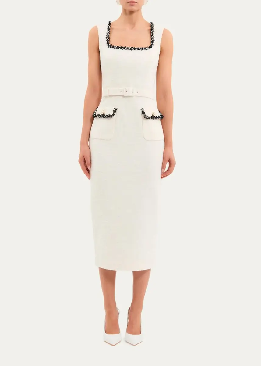 Rebecca Vallance Jacquie Bonded Tweed Midi Dress | Thumbnail 4 Rebecca Vallance Jacquie Bonded Tweed Midi Dress | Thumbnail 4