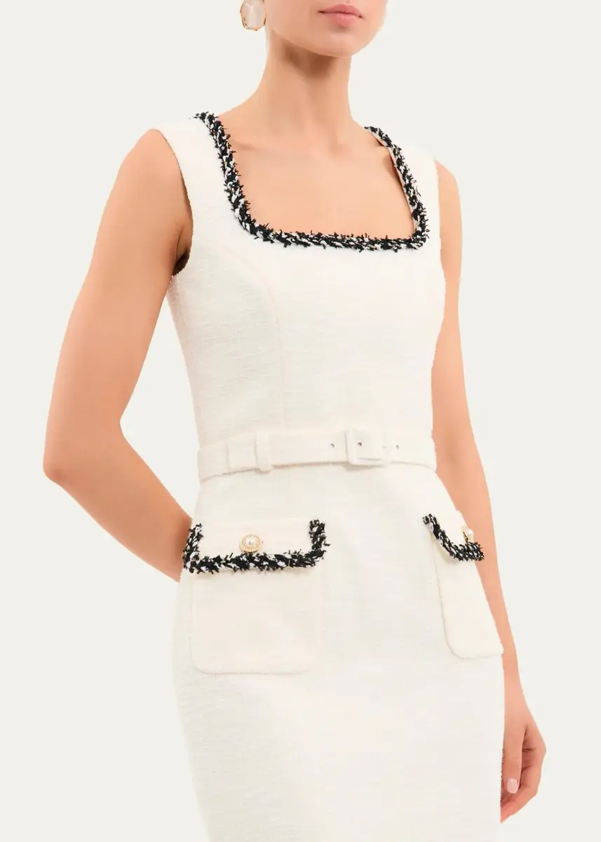 Rebecca Vallance Jacquie Bonded Tweed Midi Dress | Thumbnail 5 Rebecca Vallance Jacquie Bonded Tweed Midi Dress | Thumbnail 5