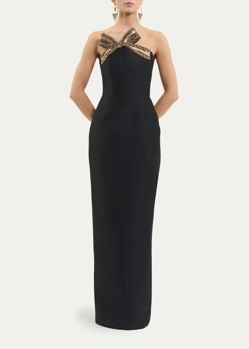 Rebecca Vallance Venus Strapless Bow-Embellished Column Gown | Thumbnail 2 Rebecca Vallance Venus Strapless Bow-Embellished Column Gown | Thumbnail 2