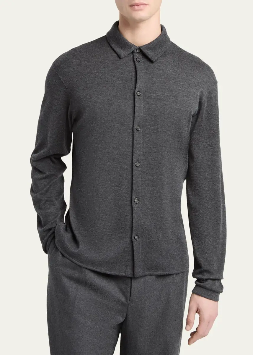 Giorgio Armani Men's Cashmere Button-Down Shirt | Thumbnail 4 Giorgio Armani Men's Cashmere Button-Down Shirt | Thumbnail 4