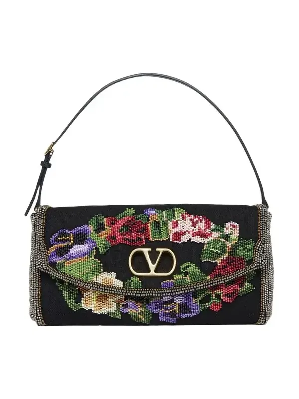 Floral Beaded Shoulder Bag Floral Beaded Shoulder Bag