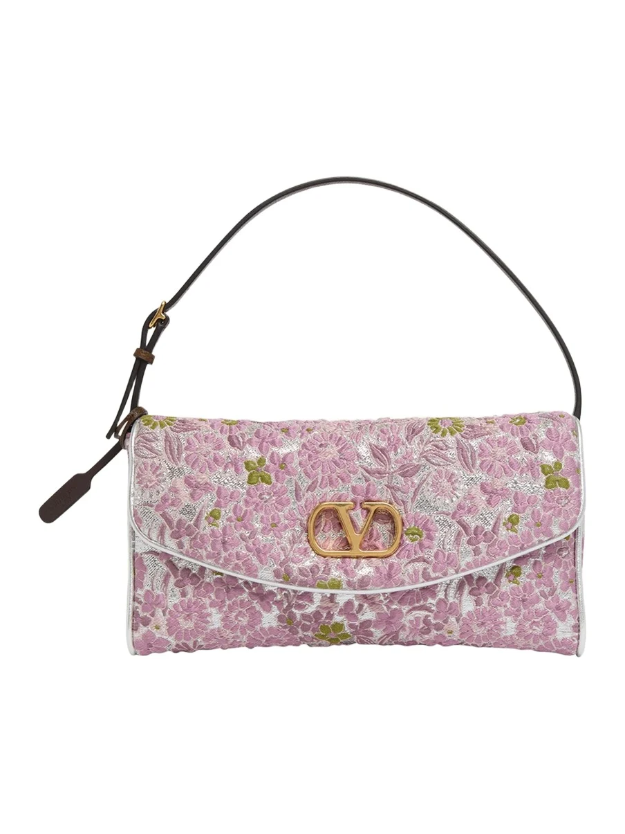 Valentino Garavani Devain Metallic Floral Jacquard Top-Handle Bag