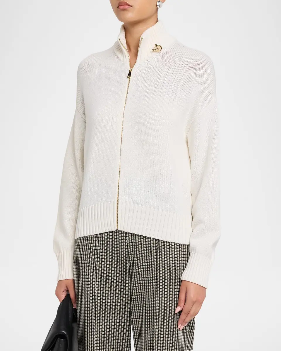 Fabiana Filippi Zip-Front Wool Knit Turtleneck Jacket | Thumbnail 4 Fabiana Filippi Zip-Front Wool Knit Turtleneck Jacket | Thumbnail 4