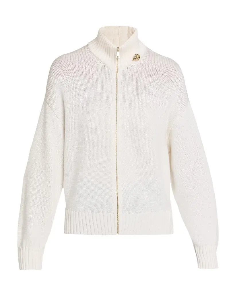Fabiana Filippi Zip-Front Wool Knit Turtleneck Jacket