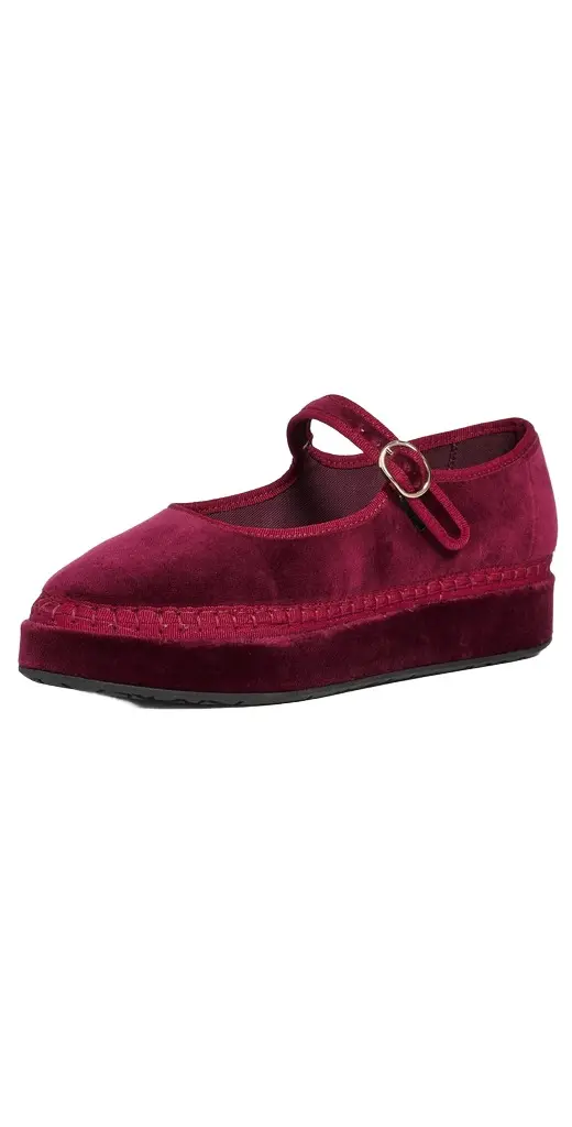 Flabelus Double Lucrecia Velvet Mary Jane Flats