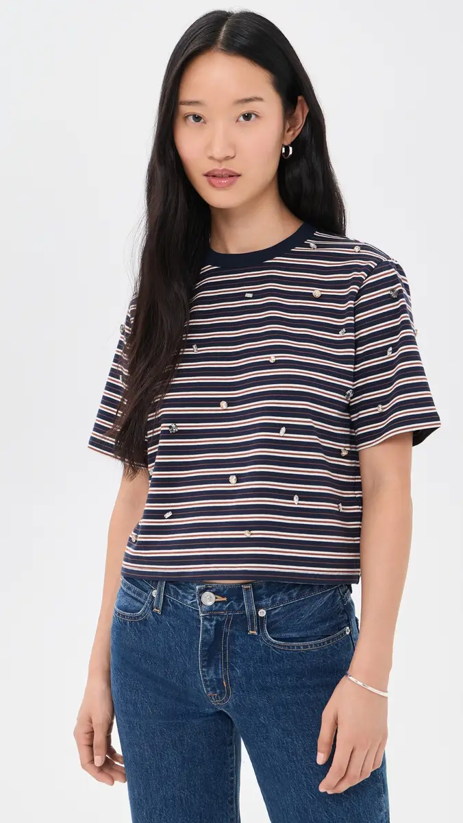 Veronica Beard Jean Sebastian Rhinestone Tee | Thumbnail 2 Veronica Beard Jean Sebastian Rhinestone Tee | Thumbnail 2