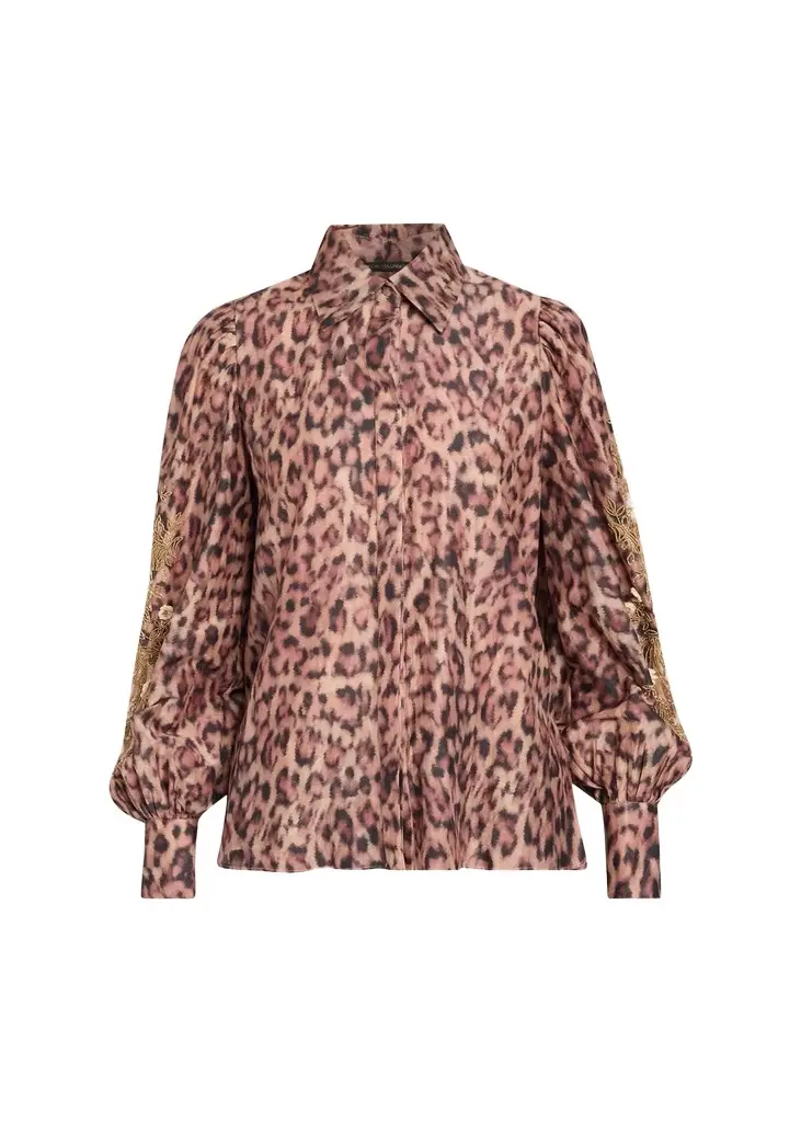 Kobi Halperin Lizzie Beaded Animal-Print Blouse | Image 1 Kobi Halperin Lizzie Beaded Animal-Print Blouse | Image 1