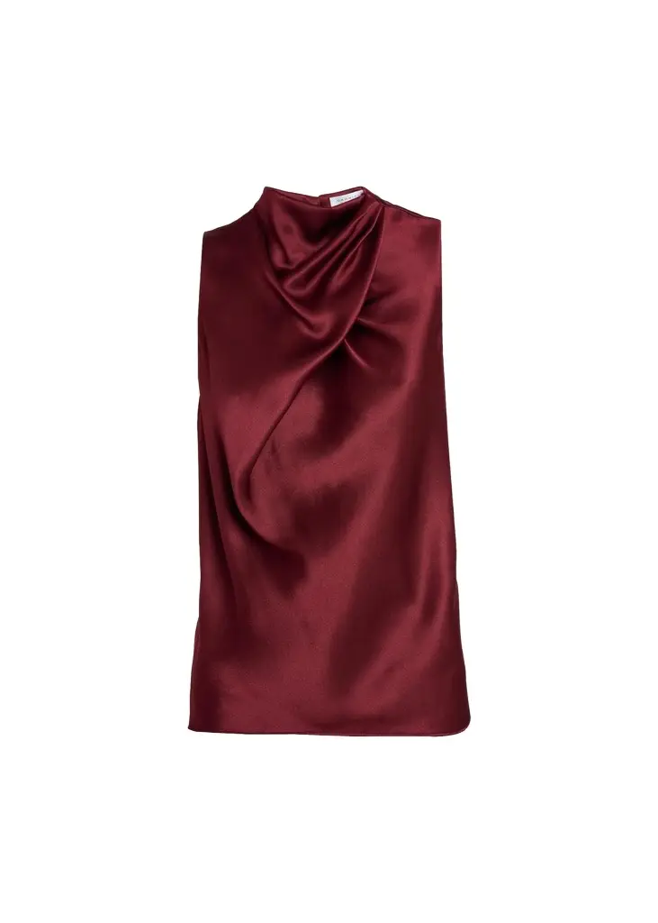 Gabriela Hearst Melina Cowl-Neck Satin Sleeveless Top | Image 1 Gabriela Hearst Melina Cowl-Neck Satin Sleeveless Top | Image 1