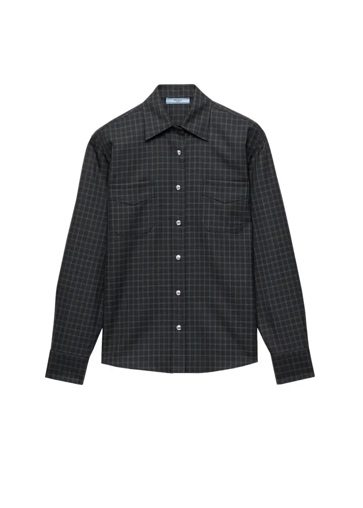 Prada Checked Wool-Blend Shirt | Image 1 Prada Checked Wool-Blend Shirt | Image 1