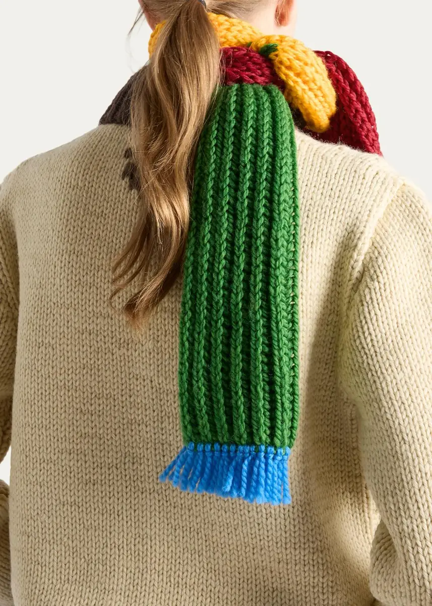Prada Colorblock Rib-Knit Wool Scarf | Thumbnail 3