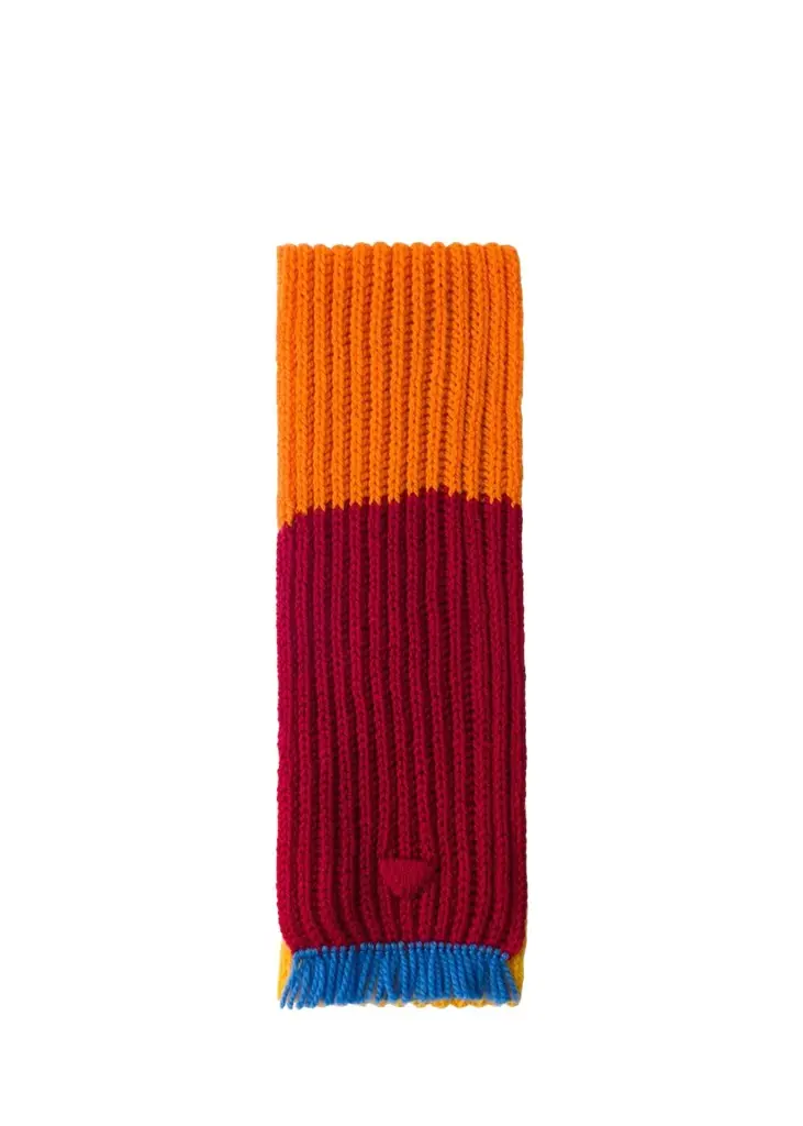 Prada Colorblock Rib-Knit Wool Scarf | Image 1 Prada Colorblock Rib-Knit Wool Scarf | Image 1