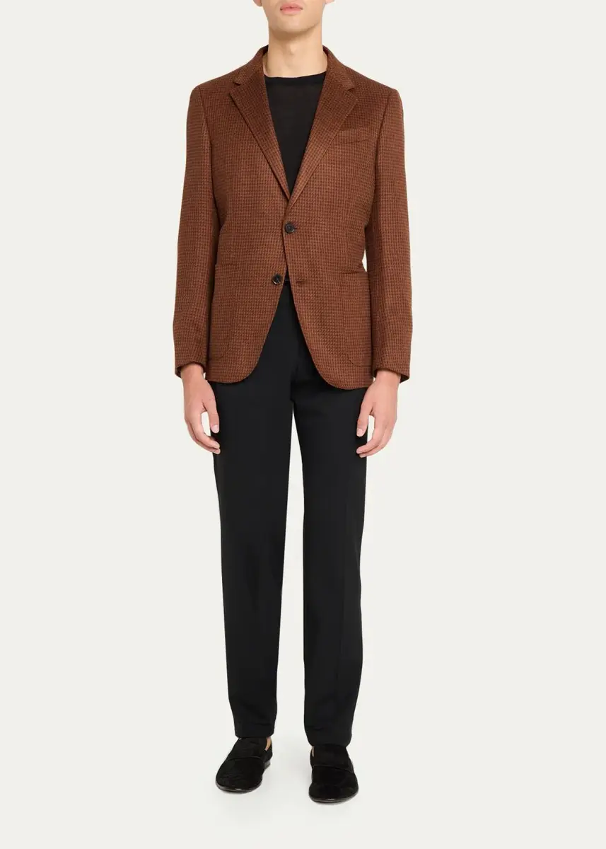Zegna Men's Cashmere-Silk Houndstooth Single-Breasted Sport Coat | Thumbnail 2 Zegna Men's Cashmere-Silk Houndstooth Single-Breasted Sport Coat | Thumbnail 2