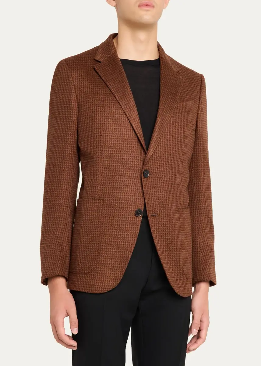 Zegna Men's Cashmere-Silk Houndstooth Single-Breasted Sport Coat | Thumbnail 4 Zegna Men's Cashmere-Silk Houndstooth Single-Breasted Sport Coat | Thumbnail 4