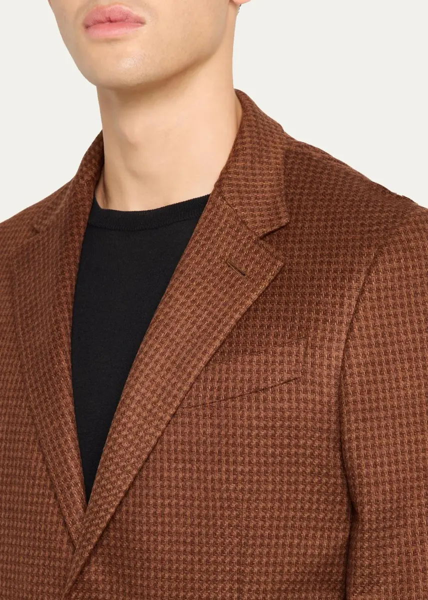 Zegna Men's Cashmere-Silk Houndstooth Single-Breasted Sport Coat | Thumbnail 5 Zegna Men's Cashmere-Silk Houndstooth Single-Breasted Sport Coat | Thumbnail 5
