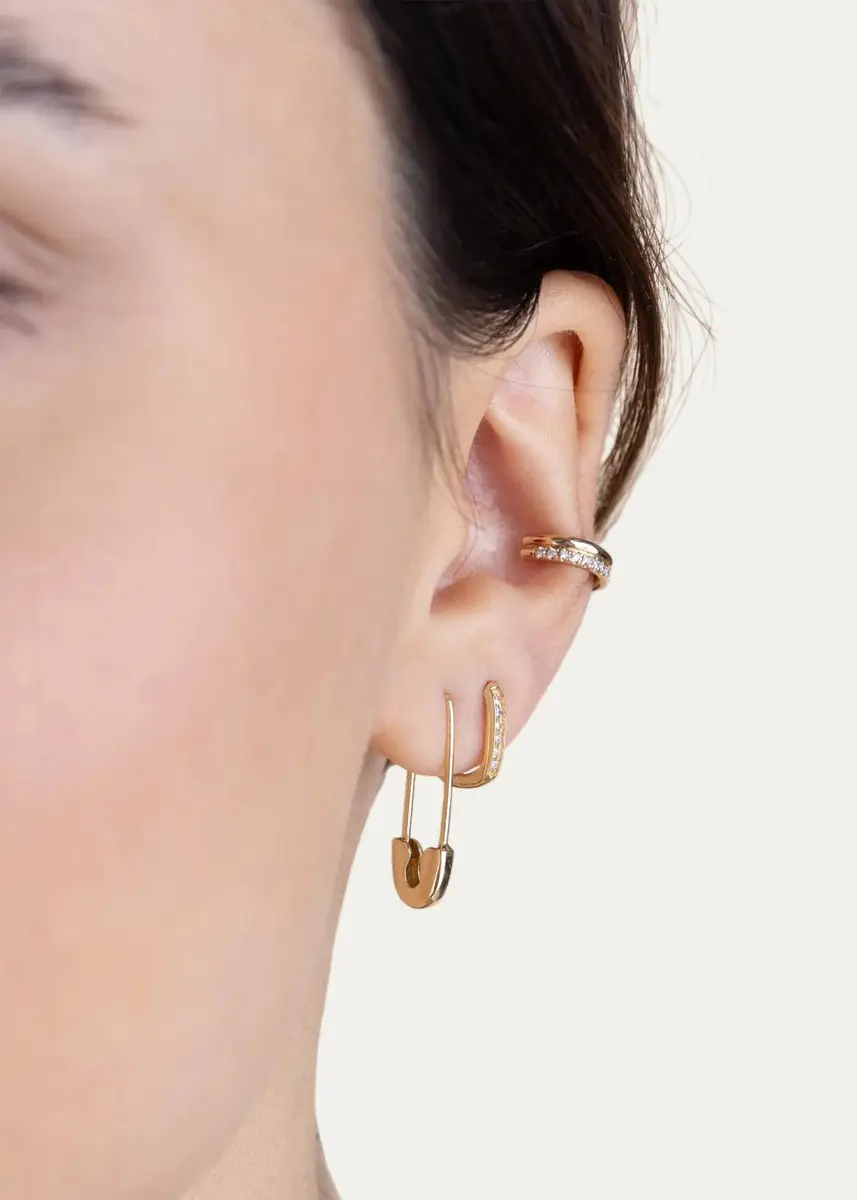 Zoë Chicco 14K Pave Diamond Thick Small Oval Hinge Huggie Hoop Earrings | Thumbnail 2 Zoë Chicco 14K Pave Diamond Thick Small Oval Hinge Huggie Hoop Earrings | Thumbnail 2