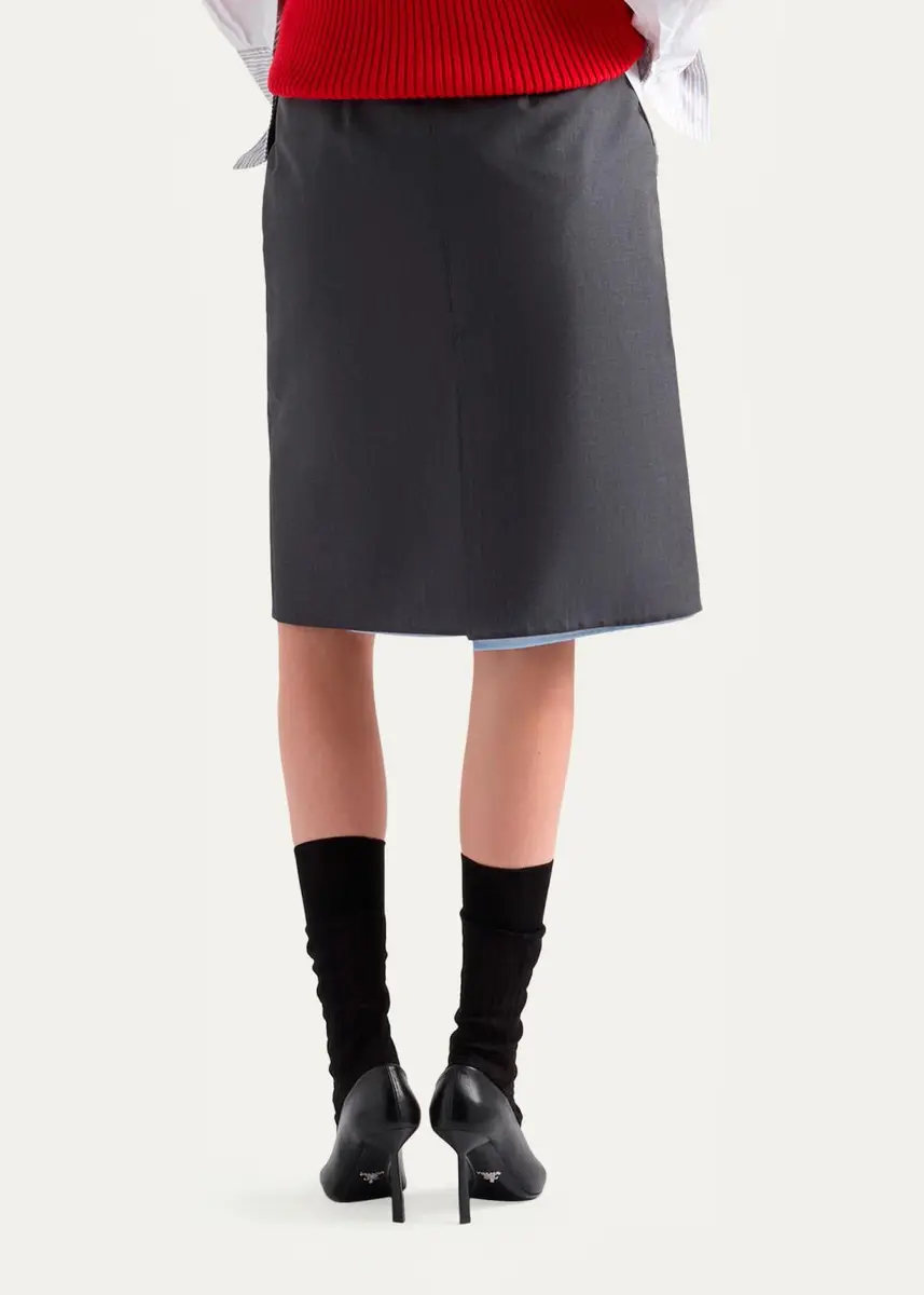 Prada Layered Button-Front Tailored Skirt | Thumbnail 3 Prada Layered Button-Front Tailored Skirt | Thumbnail 3