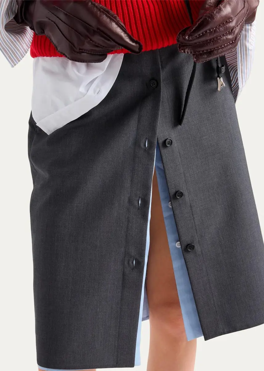 Prada Layered Button-Front Tailored Skirt | Thumbnail 4 Prada Layered Button-Front Tailored Skirt | Thumbnail 4