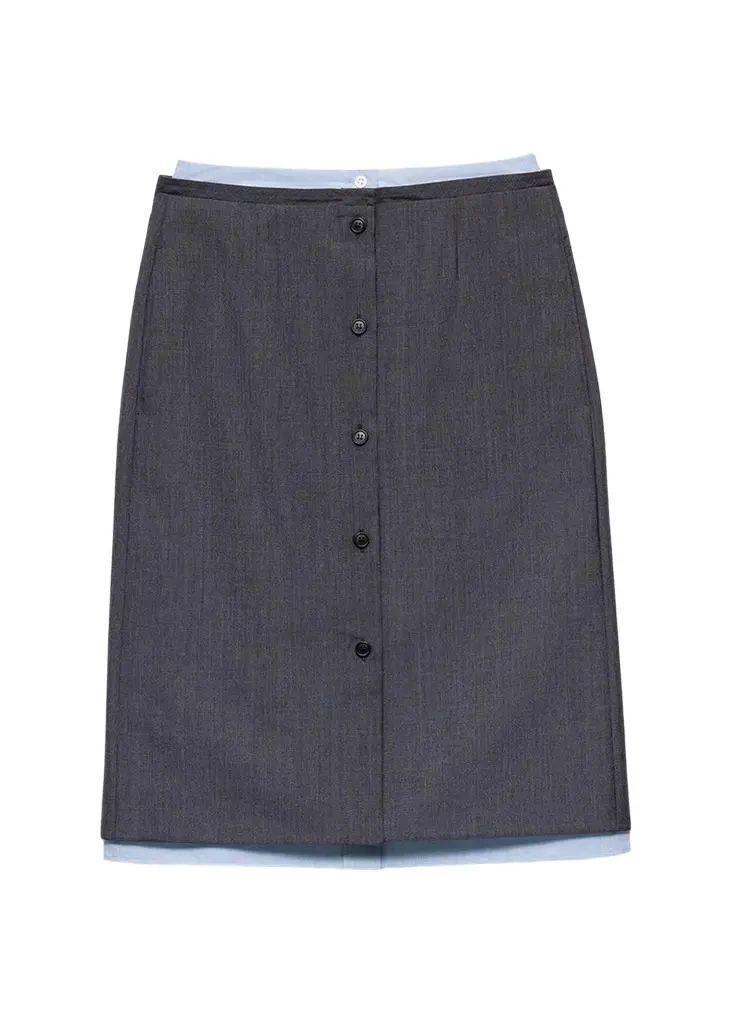 Prada Layered Button-Front Tailored Skirt | Image 1 Prada Layered Button-Front Tailored Skirt | Image 1