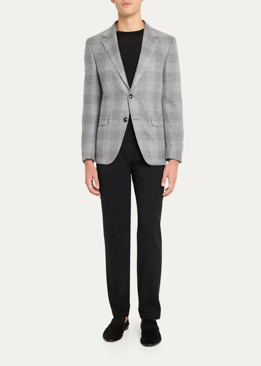Zegna Men's Oasi Cashmere Plaid Single-Breasted Sport Coat | Thumbnail 2 Zegna Men's Oasi Cashmere Plaid Single-Breasted Sport Coat | Thumbnail 2