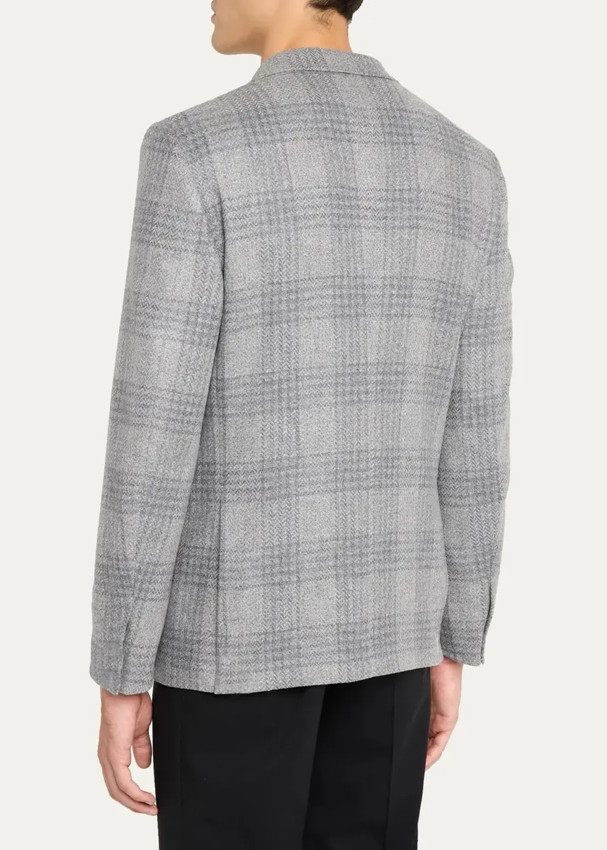 Zegna Men's Oasi Cashmere Plaid Single-Breasted Sport Coat | Thumbnail 3 Zegna Men's Oasi Cashmere Plaid Single-Breasted Sport Coat | Thumbnail 3