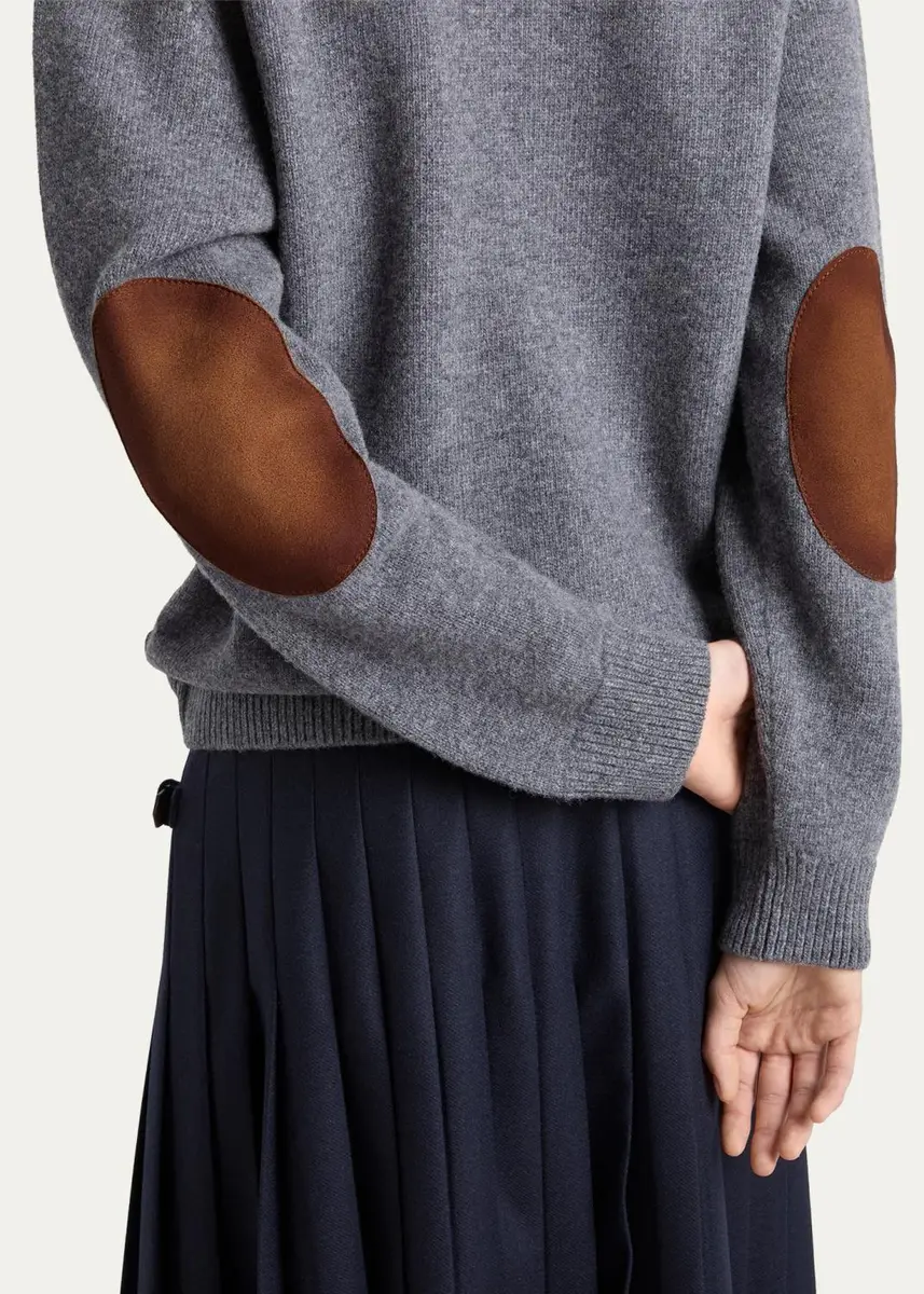 Prada Suede & Wool Knit V-Neck Cardigan | Thumbnail 5 Prada Suede & Wool Knit V-Neck Cardigan | Thumbnail 5
