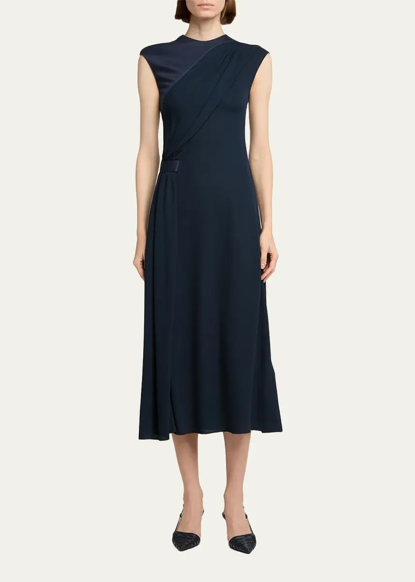 Giorgio Armani Gathered Sleeveless Midi Dress | Thumbnail 2 Giorgio Armani Gathered Sleeveless Midi Dress | Thumbnail 2