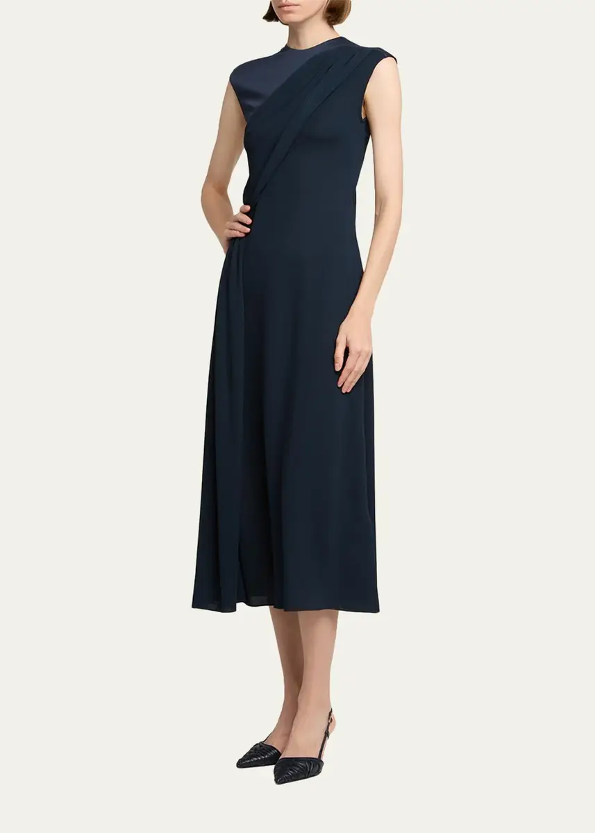 Giorgio Armani Gathered Sleeveless Midi Dress | Thumbnail 4 Giorgio Armani Gathered Sleeveless Midi Dress | Thumbnail 4