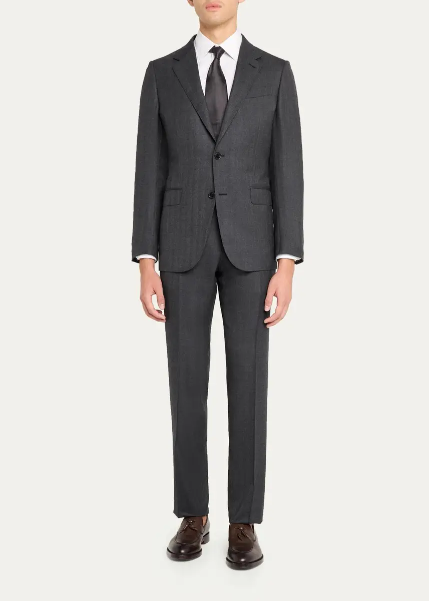 Zegna Men's Wool Micro-Chevron Two-Piece Suit | Thumbnail 2