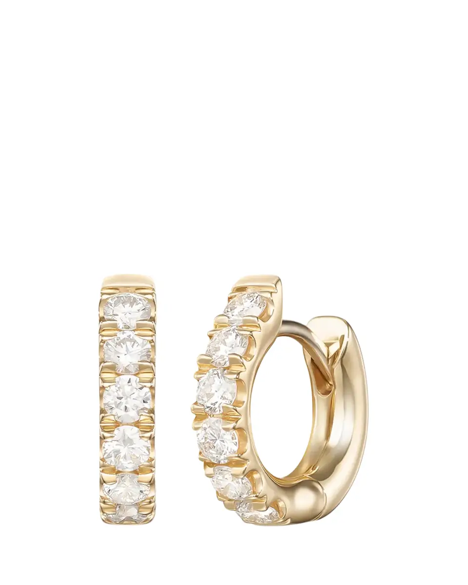 Melissa Kaye Clara Small Diamond Huggie Hoop Earrings | Thumbnail 2 Melissa Kaye Clara Small Diamond Huggie Hoop Earrings | Thumbnail 2