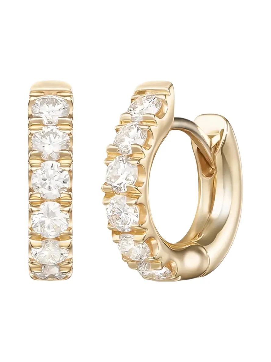 Melissa Kaye Clara Small Diamond Huggie Hoop Earrings