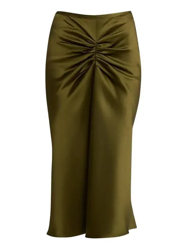 Bela Gathered Waist Satin Midi Skirt Bela Gathered Waist Satin Midi Skirt