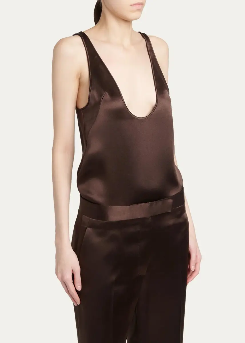 Tom Ford Plunging Scoop-Neck Silk Tank Top | Thumbnail 4 Tom Ford Plunging Scoop-Neck Silk Tank Top | Thumbnail 4