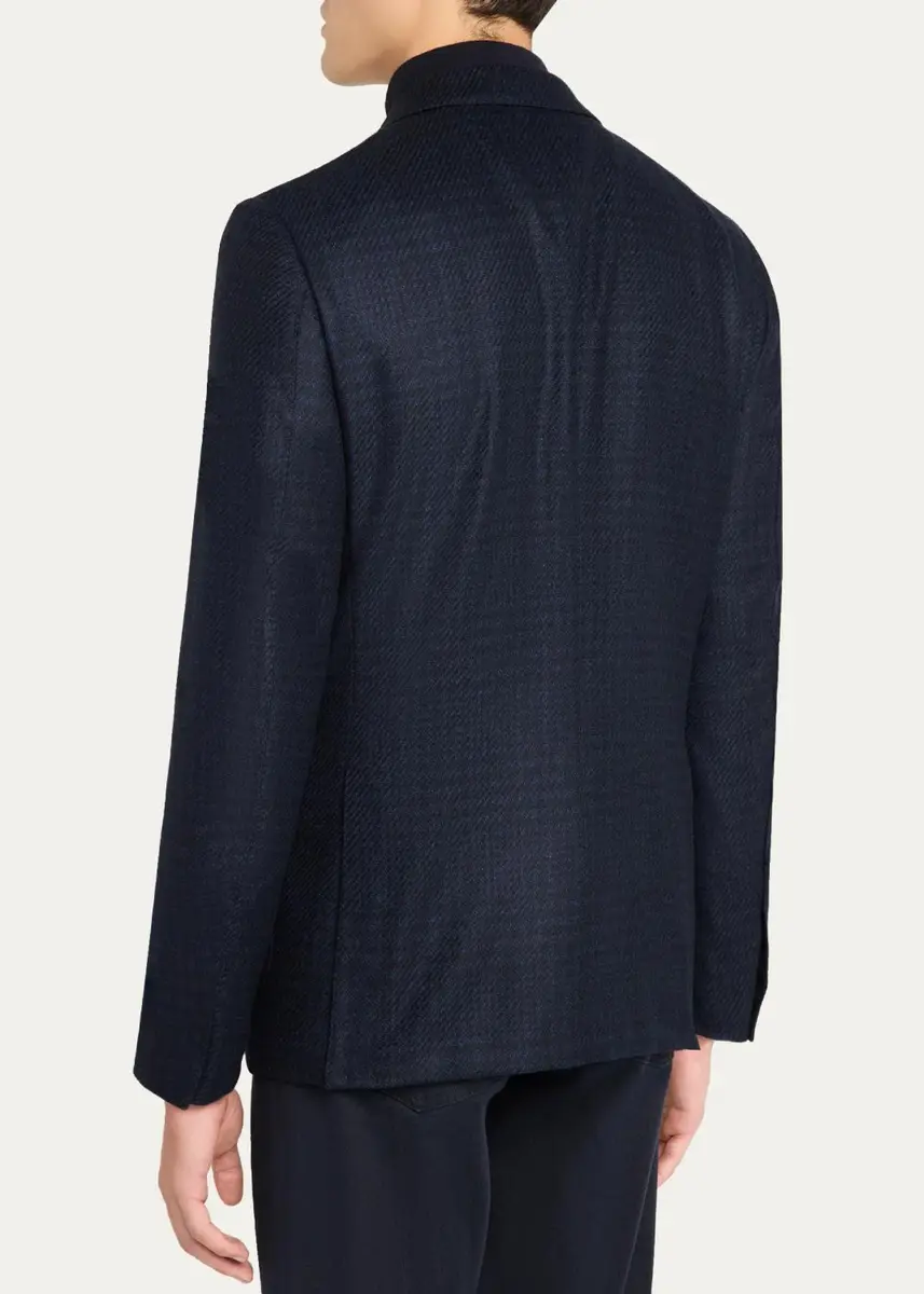 Zegna Men's Oasi Cashmere-Blend Plaid Single-Breasted Sport Coat | Thumbnail 3 Zegna Men's Oasi Cashmere-Blend Plaid Single-Breasted Sport Coat | Thumbnail 3