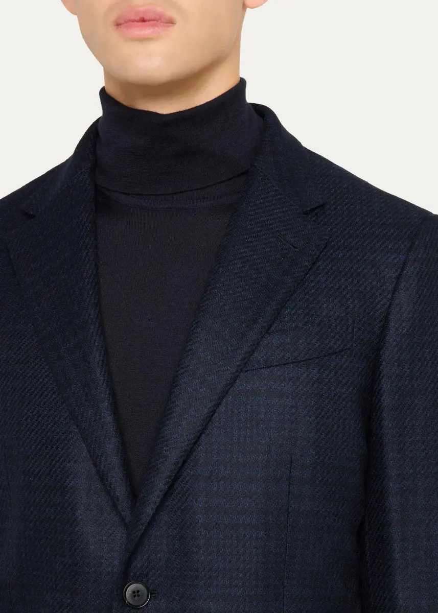 Zegna Men's Oasi Cashmere-Blend Plaid Single-Breasted Sport Coat | Thumbnail 5 Zegna Men's Oasi Cashmere-Blend Plaid Single-Breasted Sport Coat | Thumbnail 5