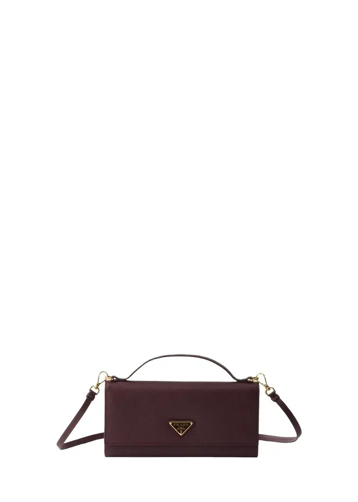Prada Saffiano Leather Top-Handle Wallet on Strap | Image 1 Prada Saffiano Leather Top-Handle Wallet on Strap | Image 1
