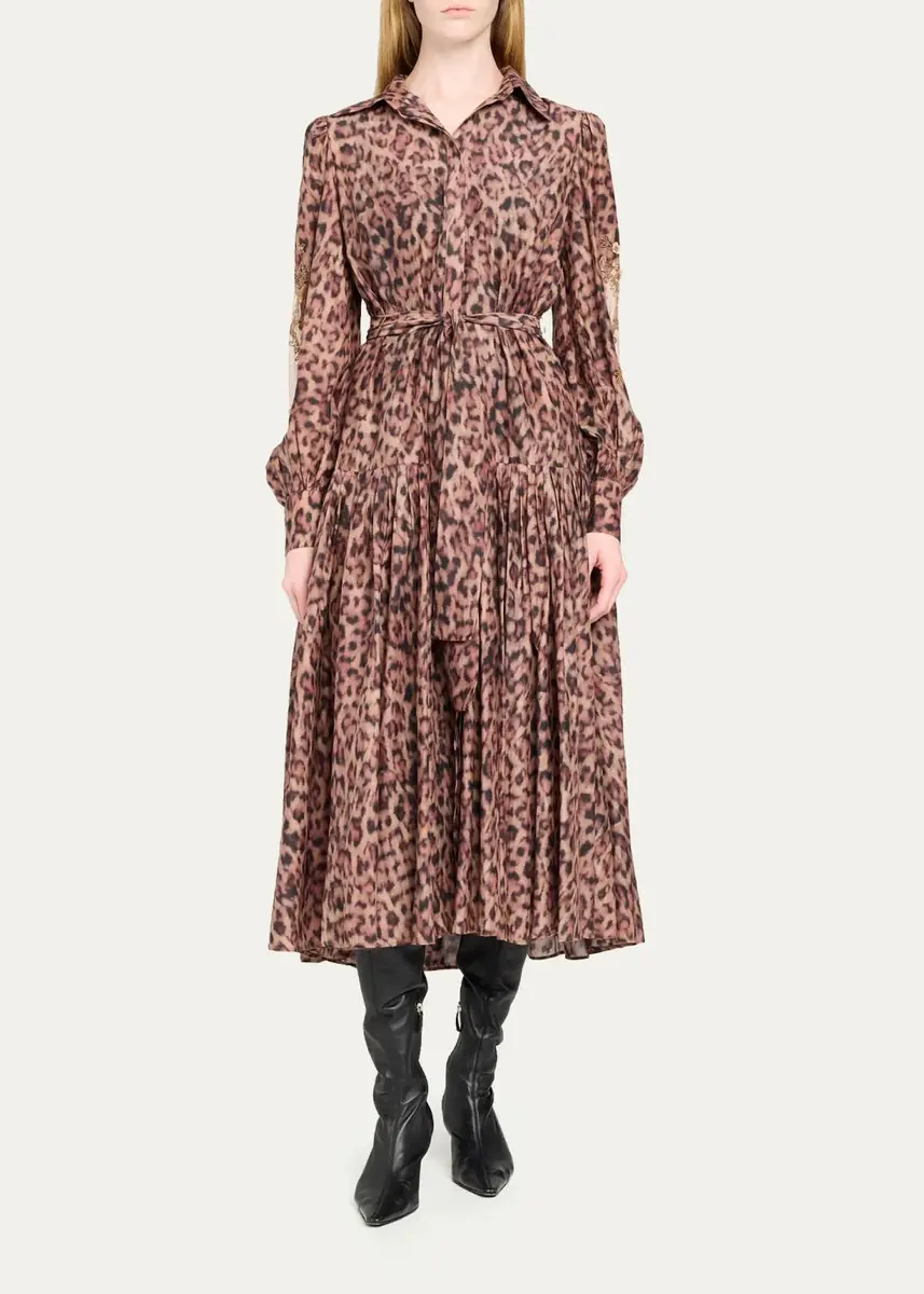 Kobi Halperin Jordy Beaded Animal-Print Midi Dress | Thumbnail 2