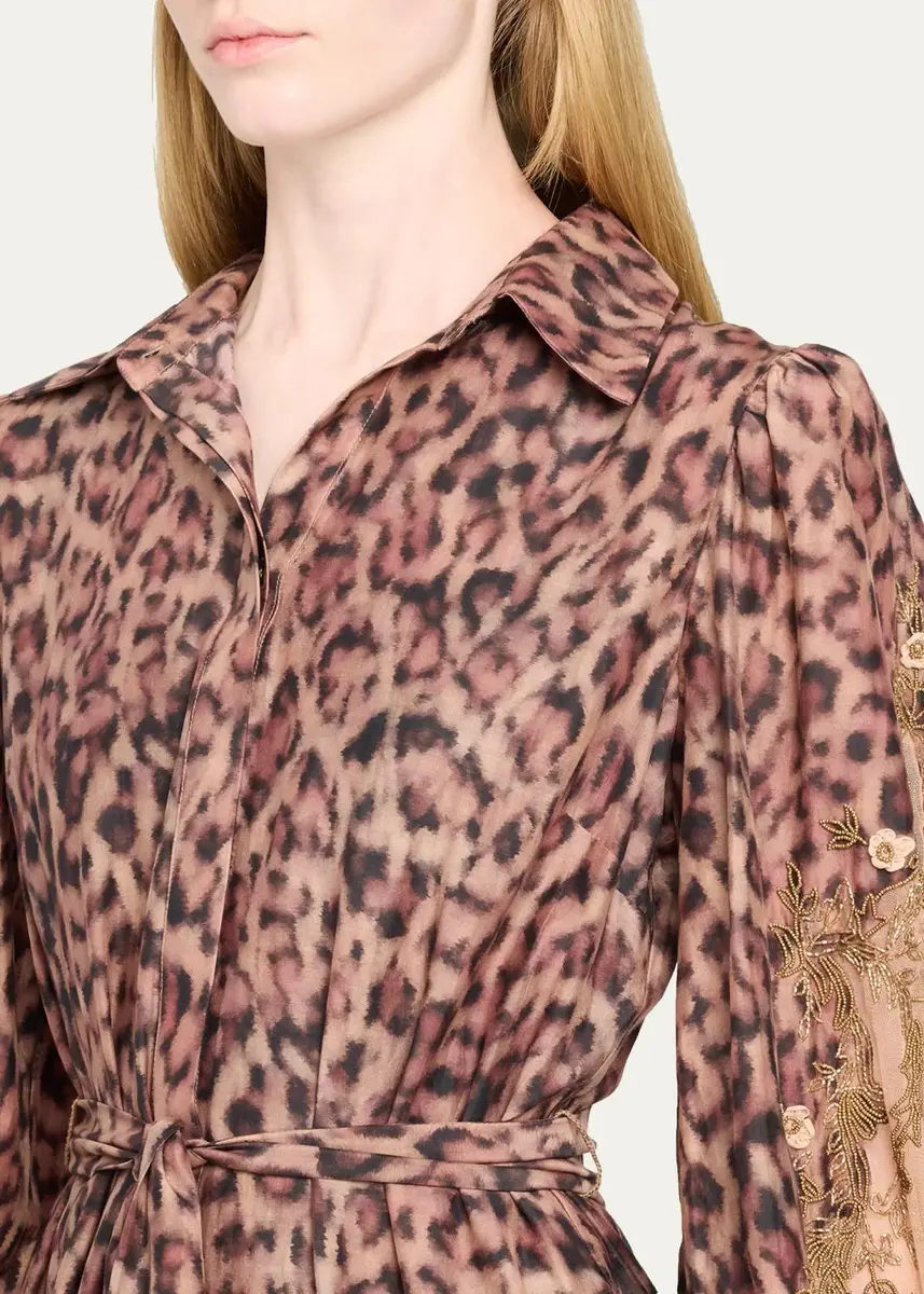 Kobi Halperin Jordy Beaded Animal-Print Midi Dress | Thumbnail 5