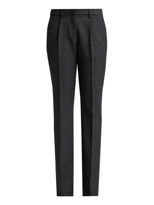 Micro-Houndstooth Wool-Blend Slim-Fit Pants