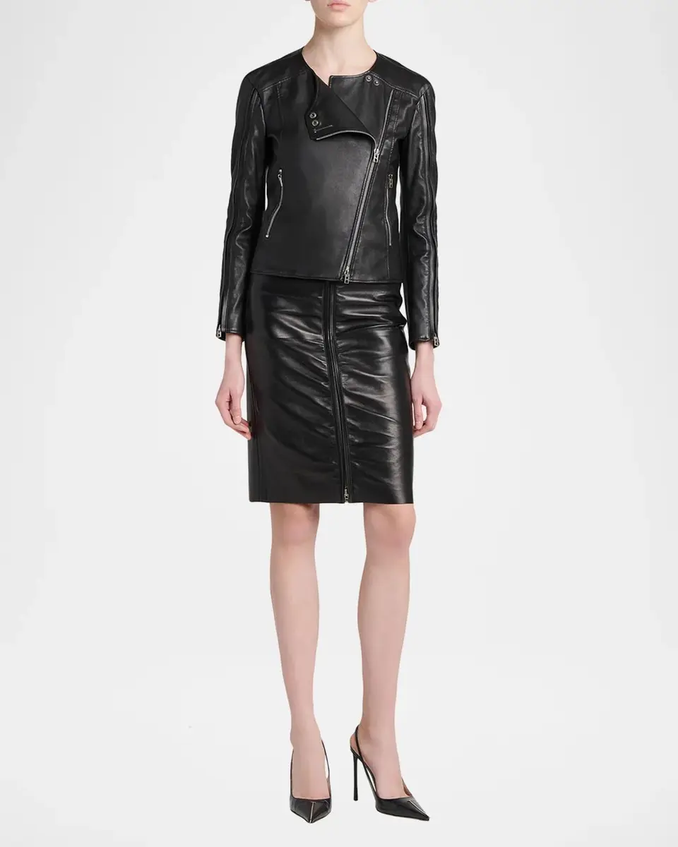 Tom Ford Ruched Leather Zip-Front Skirt | Thumbnail 2 Tom Ford Ruched Leather Zip-Front Skirt | Thumbnail 2