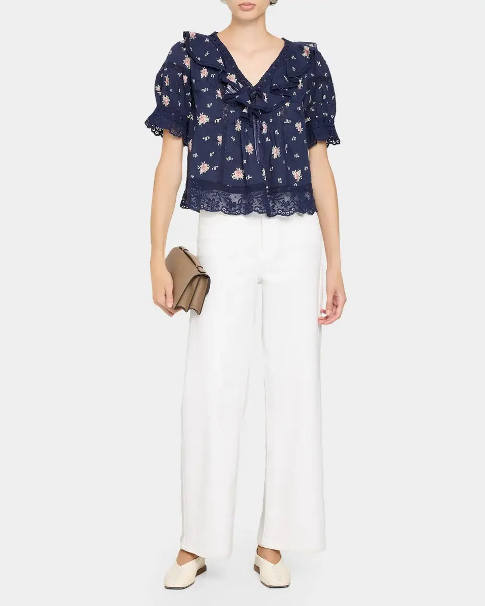 LoveShackFancy Romilly Floral Cotton Blouse | Thumbnail 2