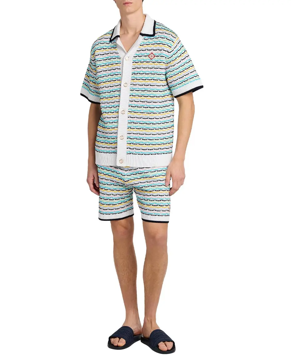 Casablanca Tuck-Stitch Cotton Knit Short-Sleeve Shirt | Thumbnail 2
