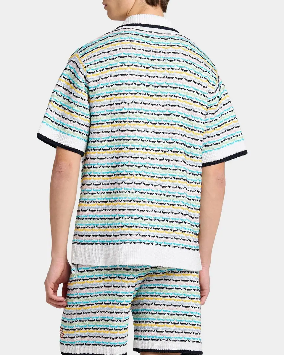 Casablanca Tuck-Stitch Cotton Knit Short-Sleeve Shirt | Thumbnail 3