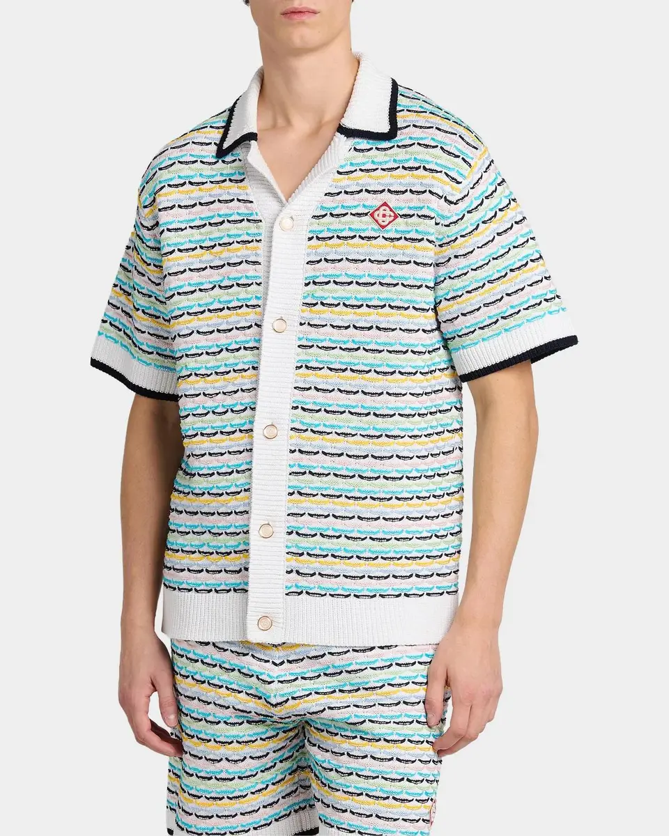 Casablanca Tuck-Stitch Cotton Knit Short-Sleeve Shirt | Thumbnail 4