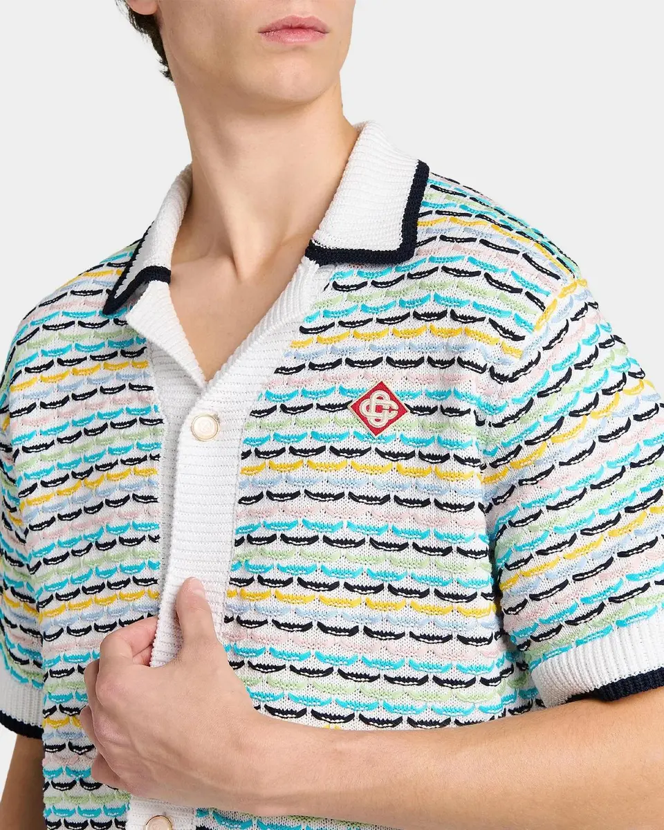 Casablanca Tuck-Stitch Cotton Knit Short-Sleeve Shirt | Thumbnail 5
