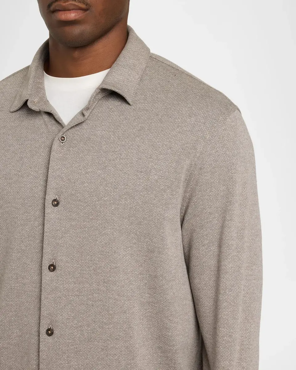 Vince Men's Micro-Herringbone Button-Down Shirt | Thumbnail 5 Vince Men's Micro-Herringbone Button-Down Shirt | Thumbnail 5