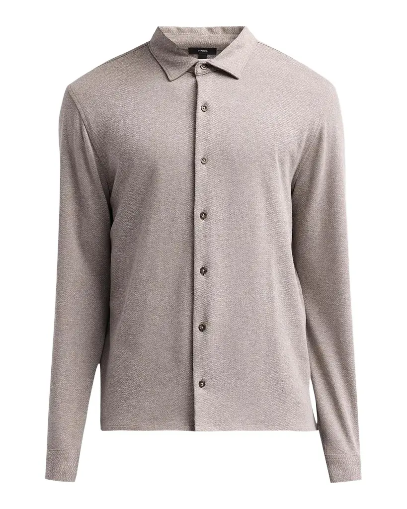 Vince Men's Micro-Herringbone Button-Down Shirt | Image 1 Vince Men's Micro-Herringbone Button-Down Shirt | Image 1