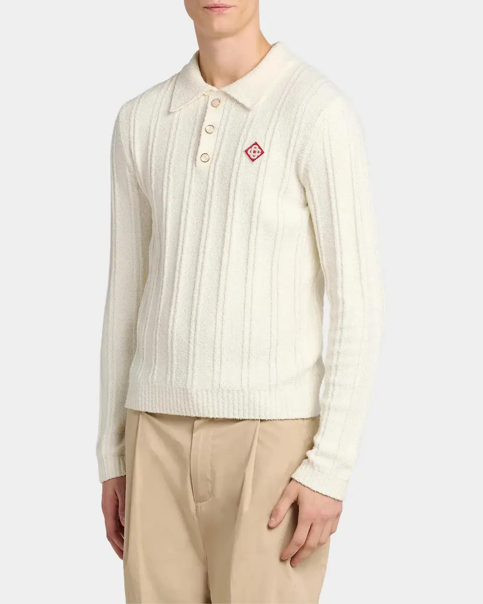 Casablanca Boucle-Knit Long-Sleeve Polo Shirt | Thumbnail 4 Casablanca Boucle-Knit Long-Sleeve Polo Shirt | Thumbnail 4