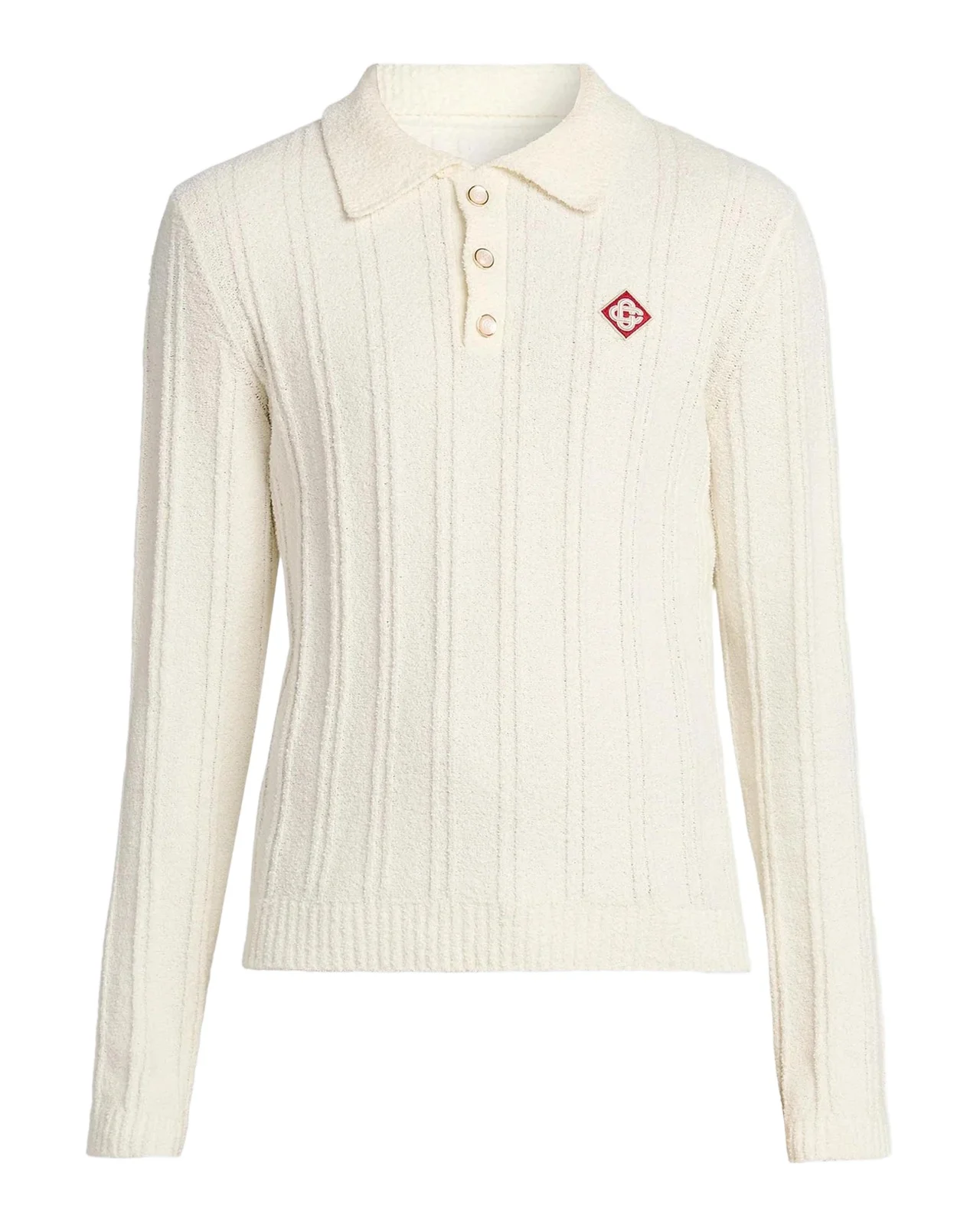 Boucle-Knit Long-Sleeve Polo Shirt Boucle-Knit Long-Sleeve Polo Shirt